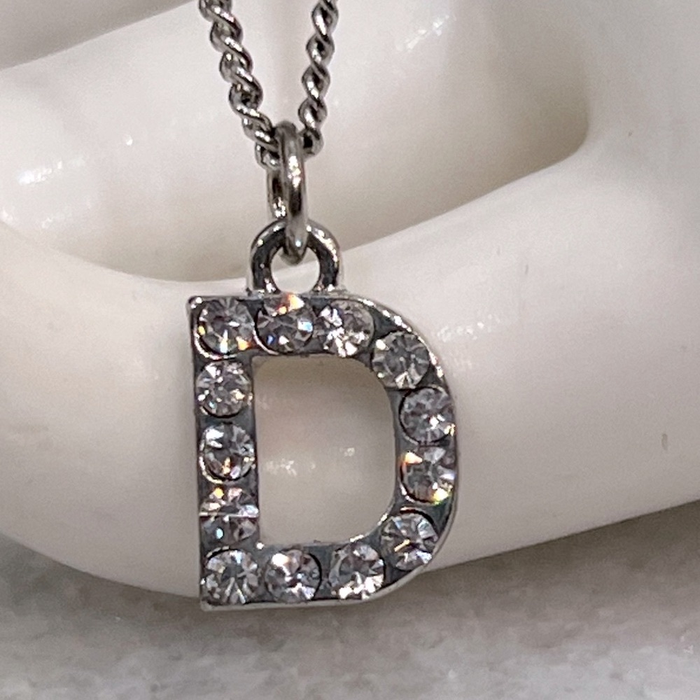 GUESS Silver Rhinestone Initial 'D' Necklace - Picture 5 of 11